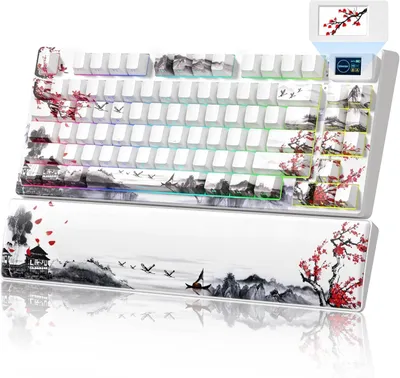 Image de Clavier mécanique 75% - Sans fil Bluetooth et USB-C - Éclairage RGB - Blanc