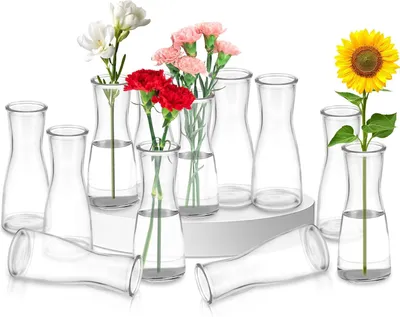 Produktbild von Glasvase 12er Set, 12 kleine Vasen, für Tischdeko, Glas