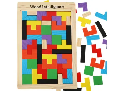 Produktbild von Tetris Puzzle Holz Montessori Blöcke 3D Puzzle Spiel