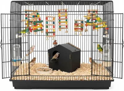 Produktbild von Jungengel Vogelhaus Nistkasten Stecksystem Holz dunkelbraun – Vogelhäuschen mit Anflugsteg & klappbarem Dach, robust & hygienisch