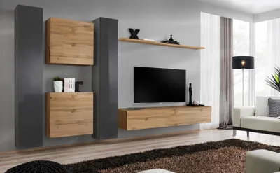 Produktbild von Braun Wohnwand Designer Sideboard Modern TV-Ständer Wohnzimmer Wandregal