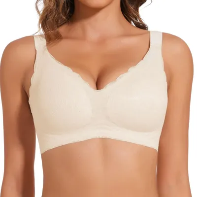 Produktbild von Solidchoice – Damen-BH ohne Bügel, Push-Up-Effekt, mit Spitze und V-Ausschnitt