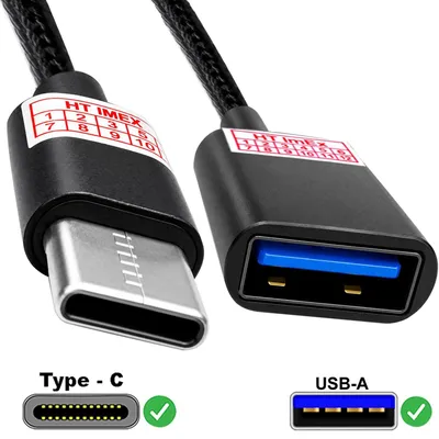 Produktbild von USB Typ C auf USB-A OTG Adapter Kabel schwarz Nylon für USB Stick Reader