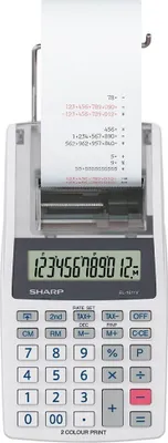 Zdjęcie produktu dla Sharp EL-1611V - Komputer stacjonarny - Kalkulator finansowy - 12 cyfr - 1 linia - Zasilanie AC/bateria - Szary - Biały