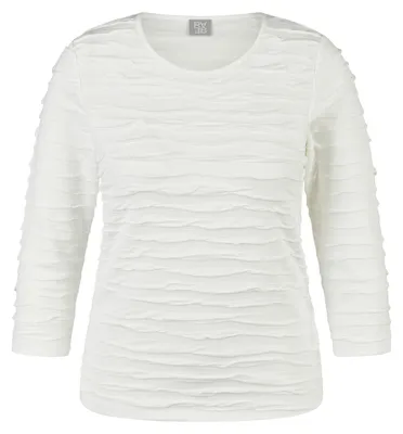 Produktbild von Rabe Damen T-Shirt Beige Gr. 44, tailliert, 3/4-Ärmel, Wellenstruktur