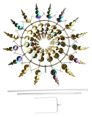 Produktbild von Kinetischer Windspinner, farbenfroh, aus Metall, windbetrieben, kinetische Windskulptur für den Außenbereich, Montage erforderlich, zur Dekoration von Garten, Hinterhof und Rasen