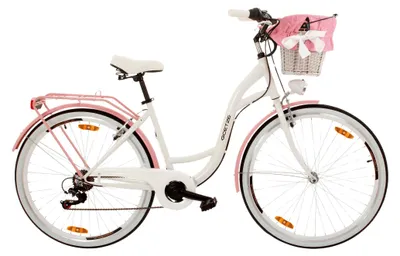 Obrázok produktu pre Goetze Mood 28" mestský bicykel, nízky rám 18", 7 rýchlostí Shimano Tourney, V-Brake, LED osvetlenie, pohodlné sedlo, ratanový košík