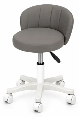 Produktbild von Kosmetikhocker Aurea mit Lehne, höhenverstellbar, Grau