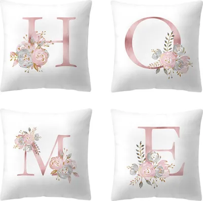 Obrázok produktu pre 4er Set obliečka na vankúš z mikrovlákna Peach, písmeno H O M E, 44cmx44cm