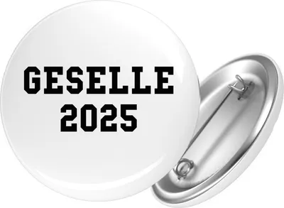 Produktbild von Huuraa Button Geselle 2025 Ausbildung 25mm rund mit Sicherheitsnadel Ansteckbutton Geschenkidee