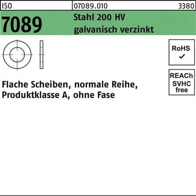Produktbild von Unterlegscheibe ISO 7089 o.Fase 27 Stahl 200 HV galvanisch verzinkt