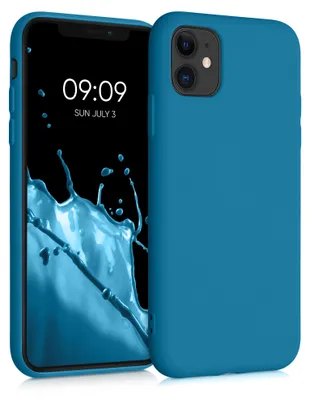 Produktbild von kwmobile Hülle kompatibel mit Apple iPhone 11 Hülle - gummierte TPU Silikon Handyhülle - Schutzhülle für kabelloses Laden - Case in Karibikblau