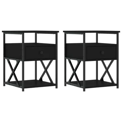 Produktbild von Eleganten-Stil Nachttisch, 2er Set, Beistelltisch,Modernes Design, Schwarz 40x42x55 cm Holzwerkstoff - Nachttische & -schränke - Möbel26