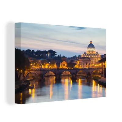 Zdjęcie produktu dla OneMillionCanvasses® - Wydruki na płótnie - 150x100 cm, Rzym - Most - Miasto, dekoracja ścienna z grafiką ścienną