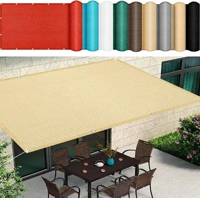 Image de Parasol carré - Parasol de balcon - Protection de terrasse - Tissu en polyester respirant - 300 x 450 cm - Crème