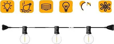 Obrázek produktu pro Venkovní zahradní světelná řetěz, vodotěsný design, energeticky úsporné LED, 50FT 15M 20LED, EU zástrčka