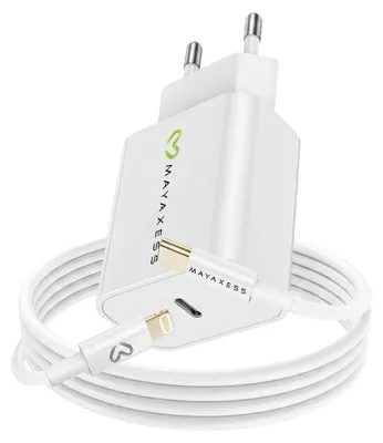 Produktbild von Mayaxess, 18W Netzteil für iPhone 12 + Lightning Kabel 1m, Weiß