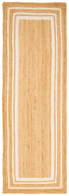 Produktbild von Naturfaser Teppich Läufer Jute Salsa, Größe:80x240 cm, Design:Bordüre Creme