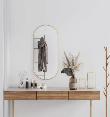 Produktbild von vidaXL Wandspiegel Golden 90x40 cm Oval