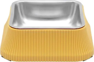 Produktbild von Hunde-Futtertrog aus Edelstahl in Gelb - 550ml/18.5oz - Hochwertiger Futtertrog - Antislip und Wasserabweisender Futtertrog für Haustiere - Geeignet für Kleine und Große Katzen/Hunde