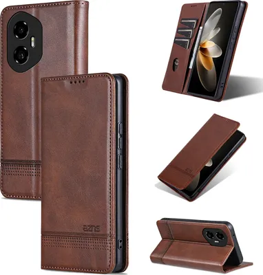Produktbild von Leder Hülle für Honor 300, Klapphüllen Brieftasche Magnetverschluss Ständer Schutzhülle Kaffee