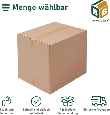 Produktbild von 270 x Faltkartons (430 x 310 x 300/200 mm) stabil 2-wellig Versandkarton Päckchen DHL Hermes Schachtel Box Paket braun BB-Verpackungen