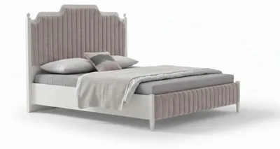 Immagine prodotto di Letto imbottito beige, confortevole, per la camera da letto, struttura in tessuto