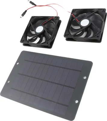 Zdjęcie produktu dla 20W Zestaw wentylatorów z panelem słonecznym Wentylacja rozpraszająca ciepło Podwójny wentylator zasilany energią słoneczną z przełącznikiem do kurnika Szklarnia Dom dla psa