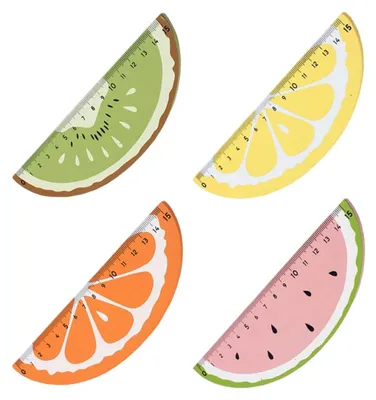 Productafbeelding van Set van 4 linealen van 15 cm met fruitmotief