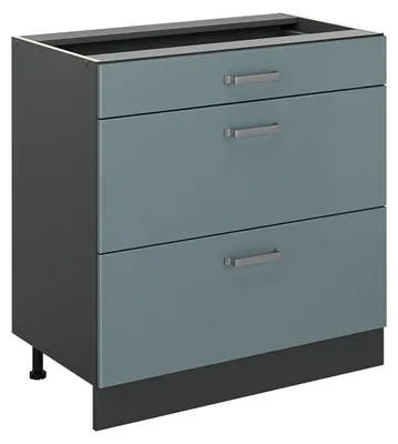 Imagen del producto de Mueble bajo de cocina Vicco R-Line Gris azulado/Antracita 80 cm con 3 cajones sin encimera, Model 72407