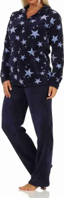 Obrázek produktu pro Dámský domácí oblek z korálového fleecu s motivem hvězdiček;navy,36