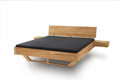 Bett Brügge 180x200 cm Wildeiche Massiv mit Holzkopfteil Natur