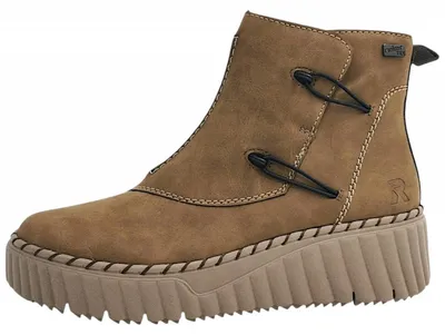 Image de Chaussures de randonnée pour femmes Rieker, fermeture éclair, bottines montantes, couleur marron, style décontracté