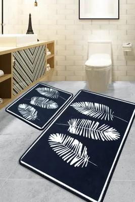 Image de Mijolnir, Hoja - Noir, lot de tapis de bain (2 pièces), noir, 100 % POLYESTER, 40 x 60 cm