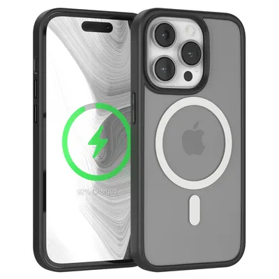 Produktbild von EAZY CASE - Outdoor Case mit MagSafe Funktion kompatibel mit Apple iPhone 14 Pro, induktives Laden, stoßfest, Silikonhülle mit Kameraschutz in Schwarz