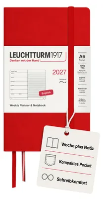 Produktbild von LEUCHTTURM1917 Wochenkalender 2027 Pocket (A6) mit Notizbuch, liniert - Terminpl