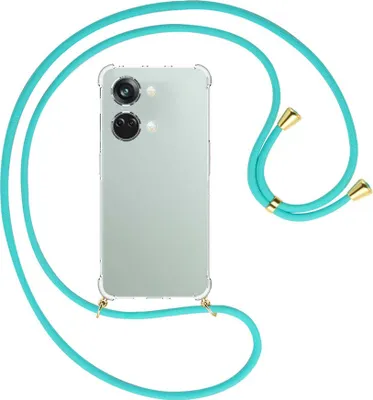 Produktbild von Handykette Backcover-Schutzhülle mit Band (Metall goldfarben) für OnePlus Nord 3 (CPH2491) - türkis