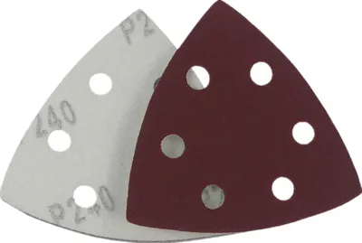 Produktbild von 25 Stück Delta Schleifdreiecke 93x93x93mm Körnung P80 KLETT Schleifscheiben Schleifpapier mit 6 Loch Deltaschleifer Schleifblätter BOHRFUX