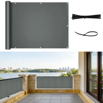 Productafbeelding van Balkonscherm voor privacy, 90 x 300 cm, met oogjes en kabelbinders, ondoorzichtig en weerbestendig