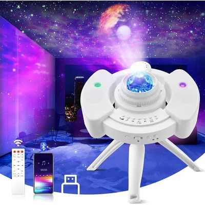 Produktbild von UFO Polarlichter Lampe mit Bluetooth Lautsprecher, 10 Farben Fernsteuerung, Große Projektion, für Schlafzimmer & Wohnzimmer