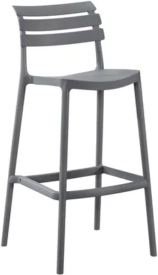 Produktbild von CLP Barhocker Rafan mit Lehne wetterfest UV-beständig robust bis 150 kg belastbar dunkelgrau