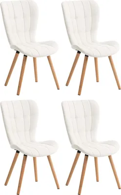 Produktbild von CLP 4er Set Esszimmerstuhl Elda Kunstleder mit robustem Holzgestell weiß