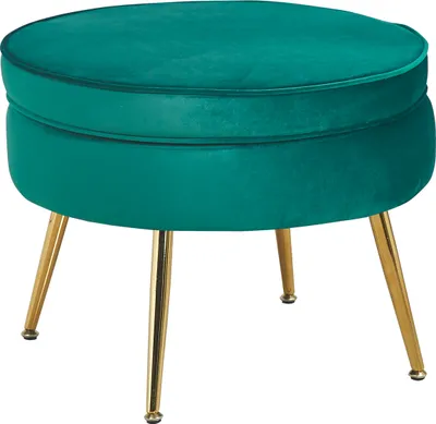 Produktbild von SalesFever Sitzpouf | rund | Bezug Samt-Stoff | Gestell Metall goldfarben | B 52 x T 52 x H 41 cm | grün