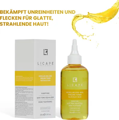 Produktbild von Licape® Glycolic Acid - Toner für das Gesicht | 200 ml | Aha Bha peeling
