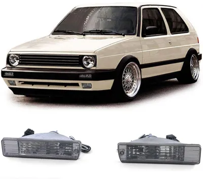 Productafbeelding van Voor VW Golf 2, bouwjaar 1989-1992, GL, GT, GTI: voorste richtingaanwijzer, helder glas, parkeerlicht, rookglas, zwart