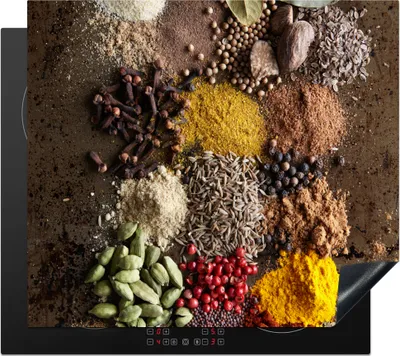Produktbild von KitchenYeah© Herdabdeckplatte Kräuter - Gewürze - Pflanzen , 57x51cm, Küche Deko, Glaskeramikkochfeld Herdabdeckung, Abdeckplatte fùr Kochfeld