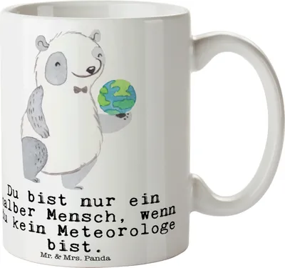 Produktbild von Mr. & Mrs. Panda Keramiktasse Meteorologe Herz - Weiß - Geschenk, Teetasse, Trinkbecher, Henkelbecher, Tasse, kaffeebecher keramik, Kaffeetasse