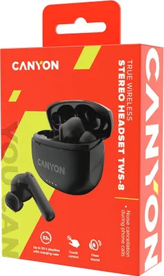 Zdjęcie produktu dla Canyon CNS-TWS8B, True Wireless Stereo (TWS), Połączenia/Muzyka/Sport/Codzienność, 20 - 20000 Hz, Zestaw słuchawkowy, Czarny