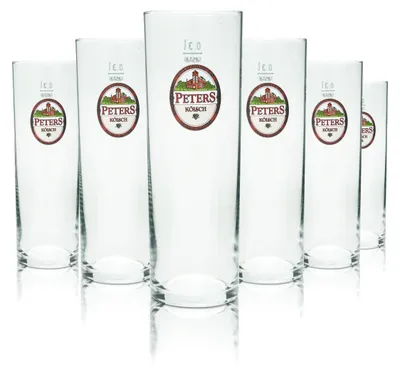 Produktbild von 6x Peters Kölsch Bierglas 0,3l Kölschstange Altbier Gläser Set Brauerei Köln