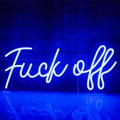 Obrázek produktu pro NEON LED světlo, dekorativní nástěnné světlo, Fuck off, modré, cca 44 x 20 cm